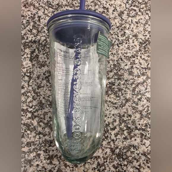 Starbucks Clear Glass Tumbler with Purple Lid - Picture 3 of 8